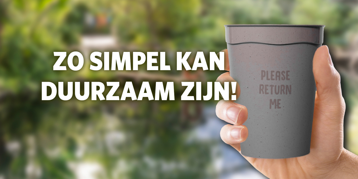 Keine Einwegbehälter, sondern wiederverwendbare Pfandbecher!